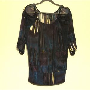 EUC Bisou Bisou large 3/4 sleeve cold shoulder top